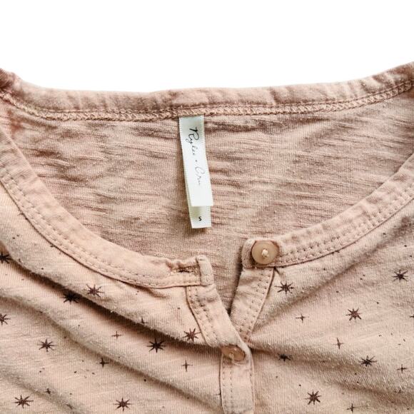 Rylee + Cru Dress Babydoll Tan Star Motif Size Small Casual Maternity Cotton - Picture 4 of 9